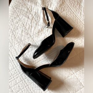 Boden black patent heels with ankle strap Court Shoes size 38